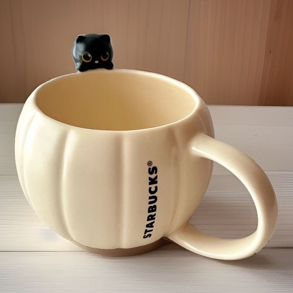 NWT Starbucks 2026 Limited Edition Black Cat Pumpkin Mug 12 Oz. Ceramic